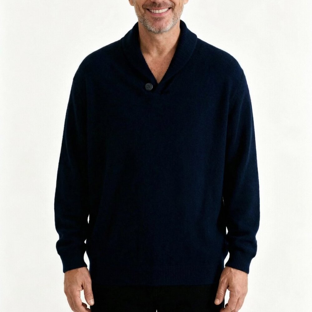 Method Men's Blue Long Sleeve Collared V-neck Tight Knit Sweater Size XXL